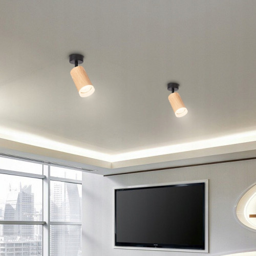 Ruchomy kinkiet sufitowy LED GU10 (drewno)