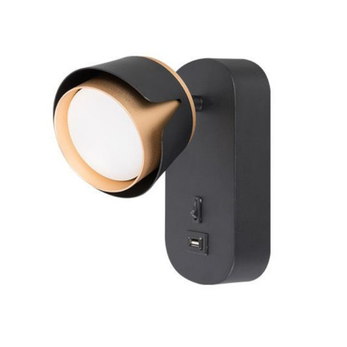 Kinkiet do czytania GX53 czarno-złoty  USB