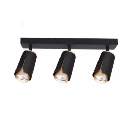 Kinkiet GU10 LED x3 czarno-złoty (IK263B)