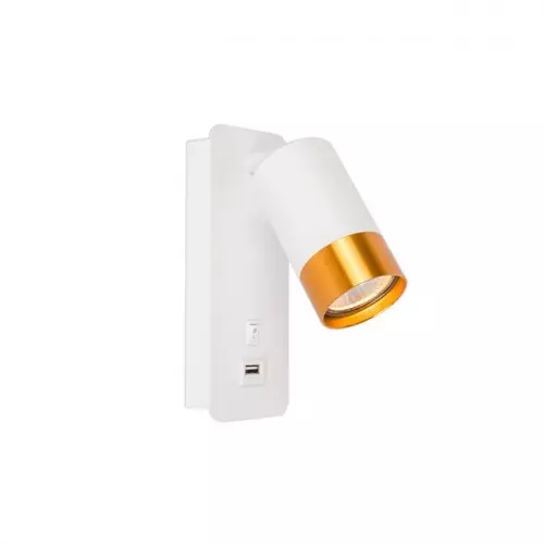 Lampa ścienna do czytania LED biało-złoty USB