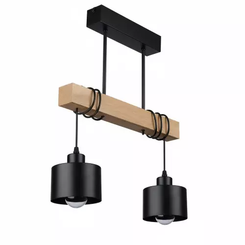 Oprawa wisząca Elza x2 stal i drewno 50W