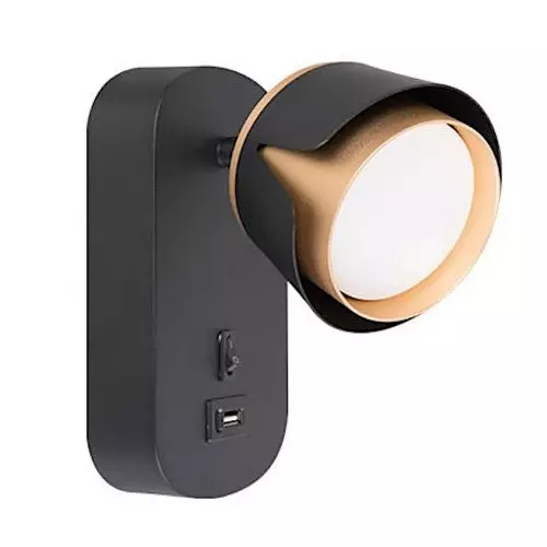 Kinkiet do czytania GX53 czarno-złoty  USB