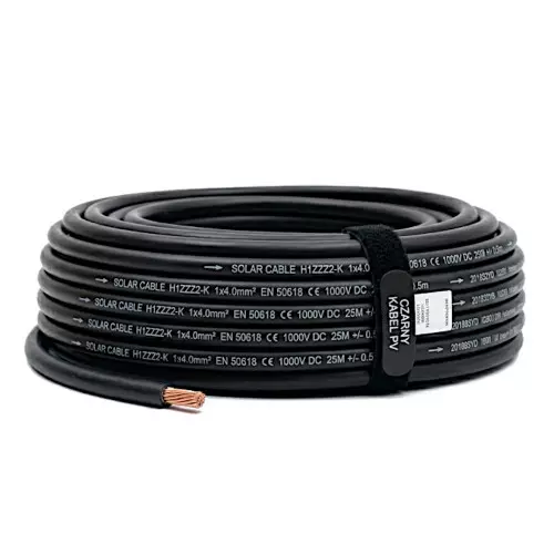 Kabel solarny 4mm2 25m czarny do 20A