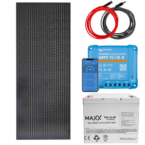 Zestaw solarny 130W 12V Victron MPPT z akumulatorem
