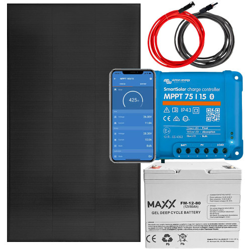 Zestaw solarny 150W 12V Victron MPPT z akumulatorem 
