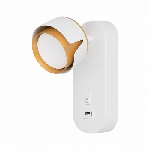 Kinkiet do czytania Biały Mat  Złoty USB 35W
